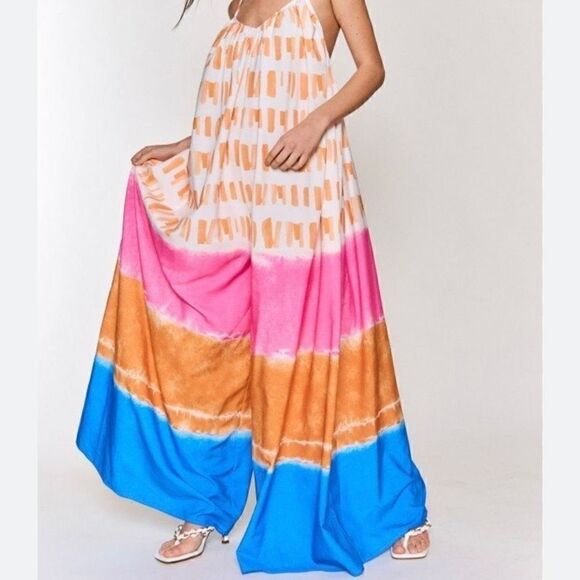 NWT HERS & MINE Multi-Color Parachute Jumpsuit Size Medium - Picture 2 of 12